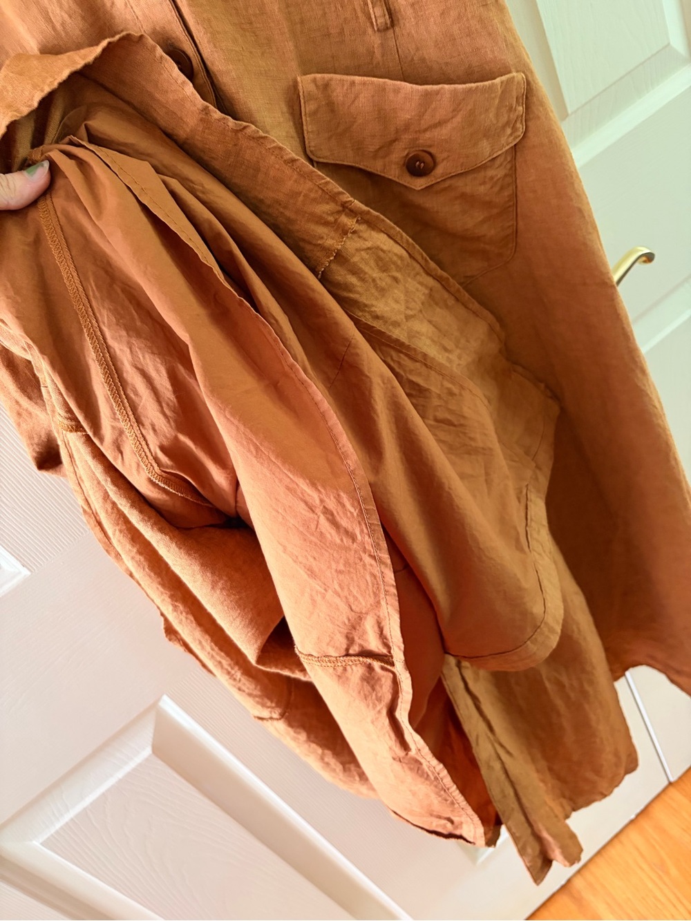 Linennaive Rust Button-Front Linen Midi Dress - Picture 8 of 11